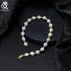 ORSA JEWELS 18K Gold Ball Bead Pearl Chain Bracelet for Men Women 6-7mm Cultured Freashwater Pearl Bracelet Party Jewelry NMB03