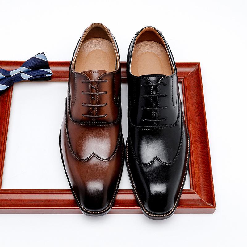 Nicht vorrätig nicht nachfüllen Herrenschuhe mit eckiger Spitze formelle Kleidung Business Britischer Stil Leder Erhöhung Bräutigamschuhe lässige Herrenschuhe O