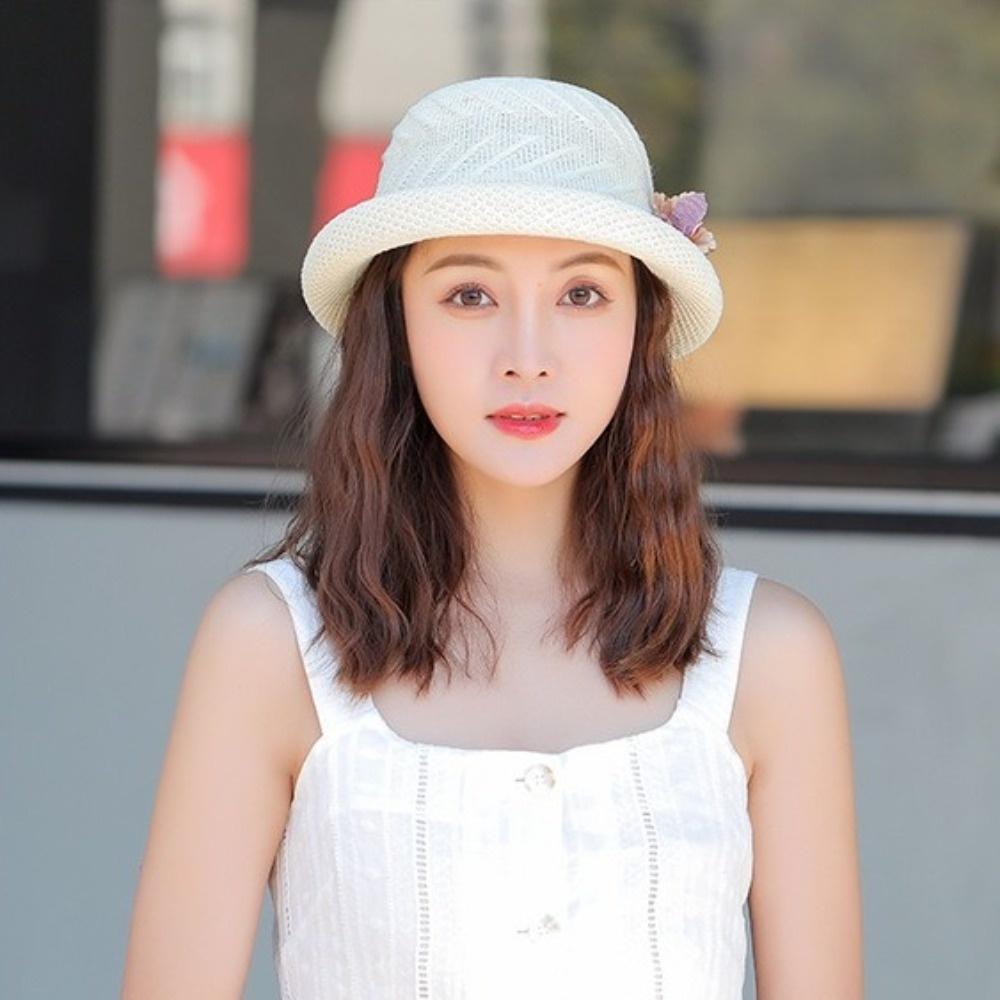 Korean Style Flower Fisherman Hat Rolled Brim Women Sun Cap Sweet Sunscreen Bucket Cap  Fishing