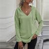 Dámské mikiny s kapucí do V s dlouhým rukávem Pulovr se stahovací šňůrkou Topy s kapsou