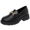 Mode Britischer Stil Dicke Sohle Lackleder Slipper Damen Plateau Schuhe 2024 Frühling Flache Blockabsätze Schuhe Büro Elegant