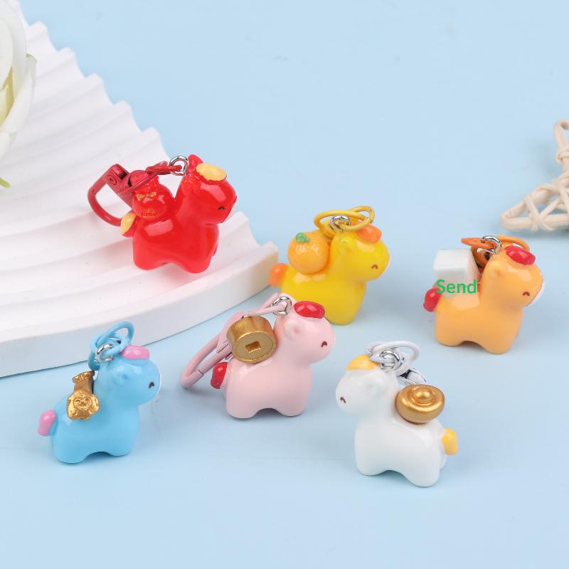 2026 Chinese  Year Mascot Horse Resin Keychain Decor Cartoon Cute Year Of The Horse Keyring Bag Pendant Gifts Accessory