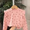 Children's Stylish Long-sleeved Versatile Printed Autumn-style Girls' Blouse with New Sleeves and Floral Print