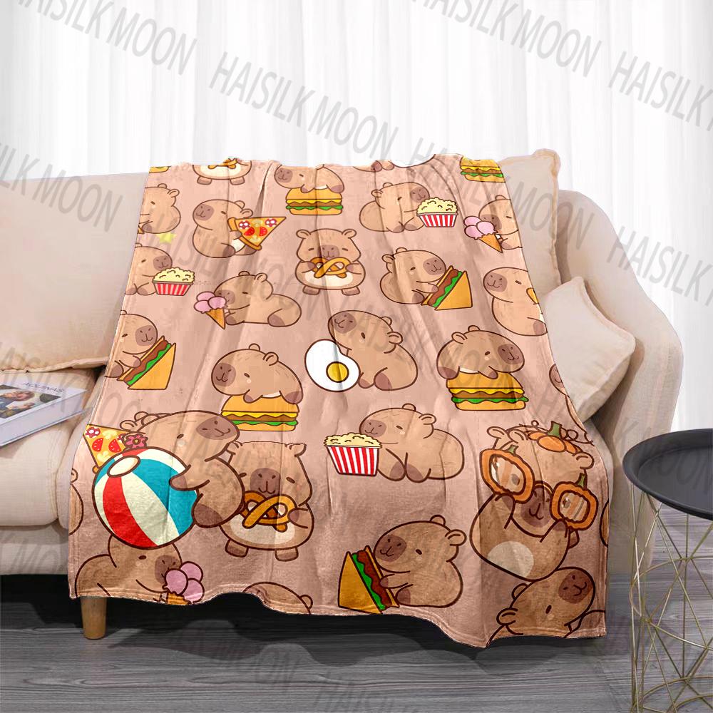 1 Stück Cartoon Cabypara Aufdruck Decke Warm Weich und Bequem Heim Reise Decke Büro Sofa Feiertagsgeschenke für Erwachsene Kinder