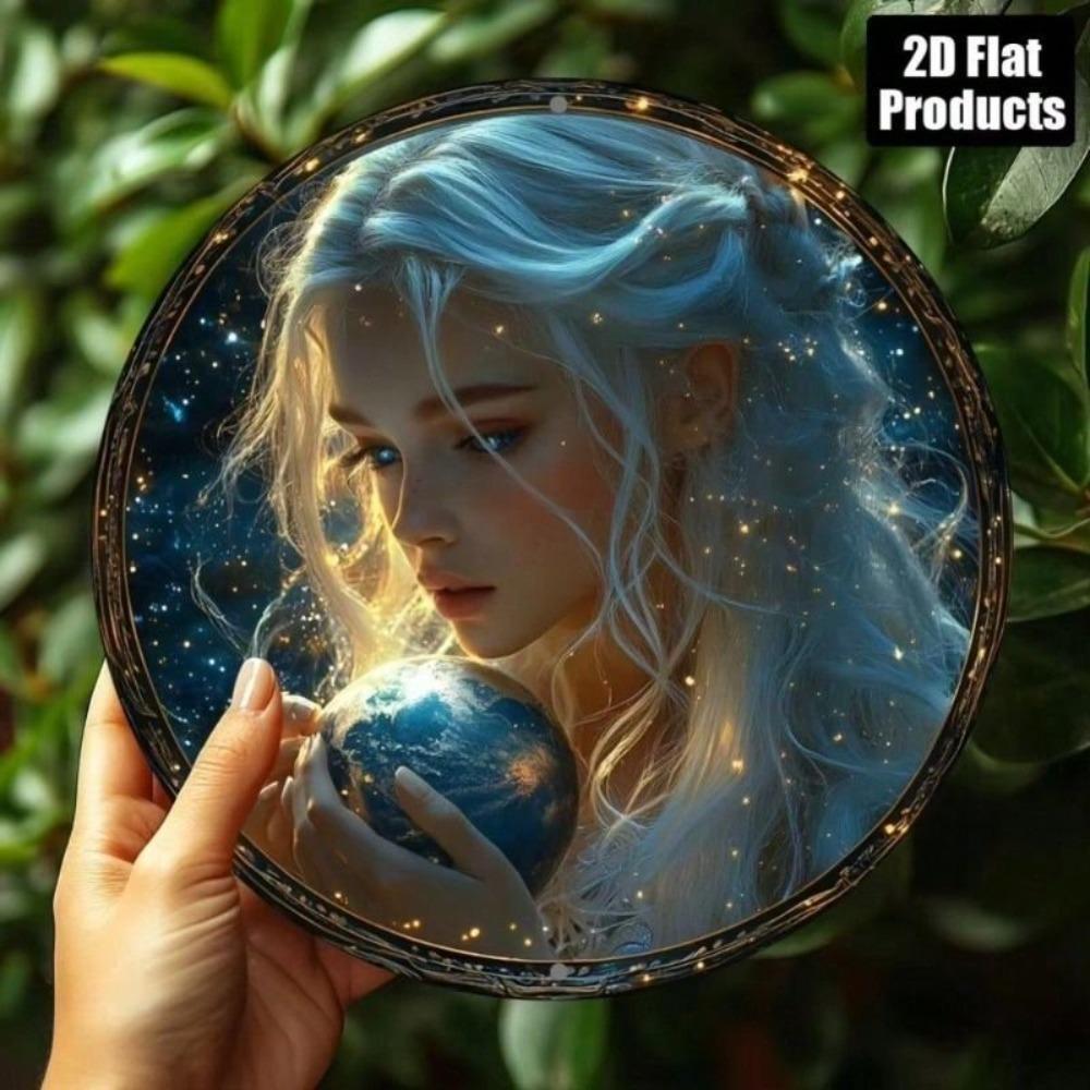 Metal Wall Art Decor, Moon Goddess Retro Poster for Home