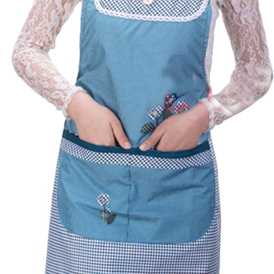Tegneserie Kjøkkenforkle Vanntett Oljebestandig Polyester Ermeløst Forkle Blomstertrykk Design Forkle for Hjem Restaurant