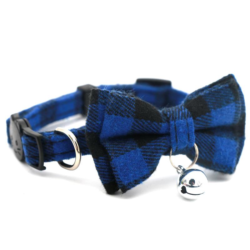 Chaoyang Grid New Pet Collar British Grid Bow Cat Collar Insert Buckle with Bell