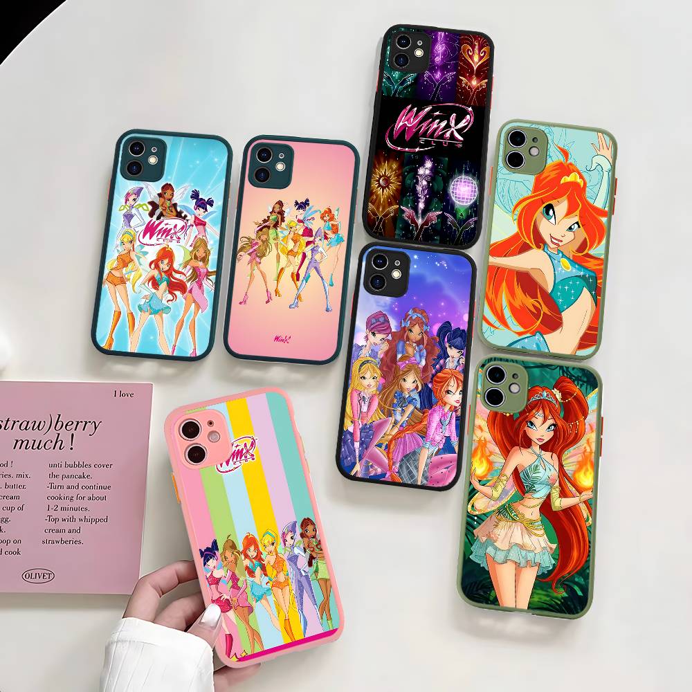 Girl Winx Clubs For iPhone 11 12 13 14 15 16 Pro Max Plus Matte Translucent Phone Cover