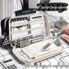 2024 9-Layer Large Capacity Transparent Pencil Case for Girls and Boys, Junior High Students, Black Lead
