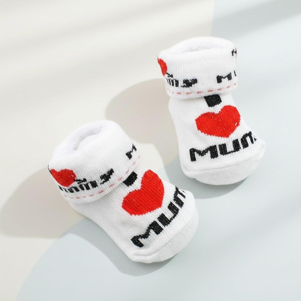 

Cute Newborn Baby Socks White Cotton I Love Mom Dad 0 6 Months Infant Boys Girls Soft Comfortable Short Socks