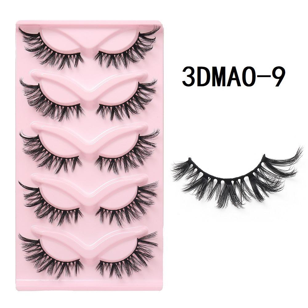 3D Cat Eye False Eyelashes - Dense Tail Lengthening Style, Pack of 5 Pairs