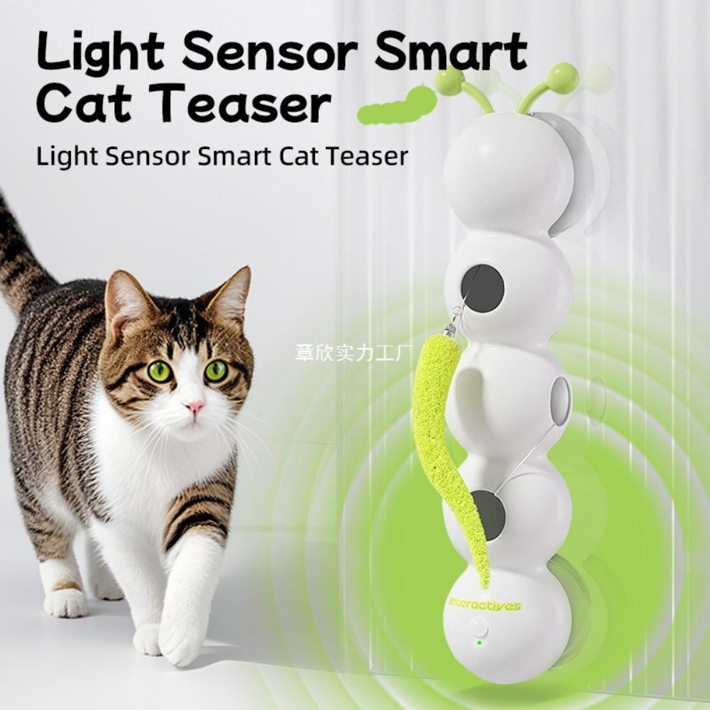 New pet smart caterpillar cat teaser cat stick toy suction cup interactive feather tail self-pleasure