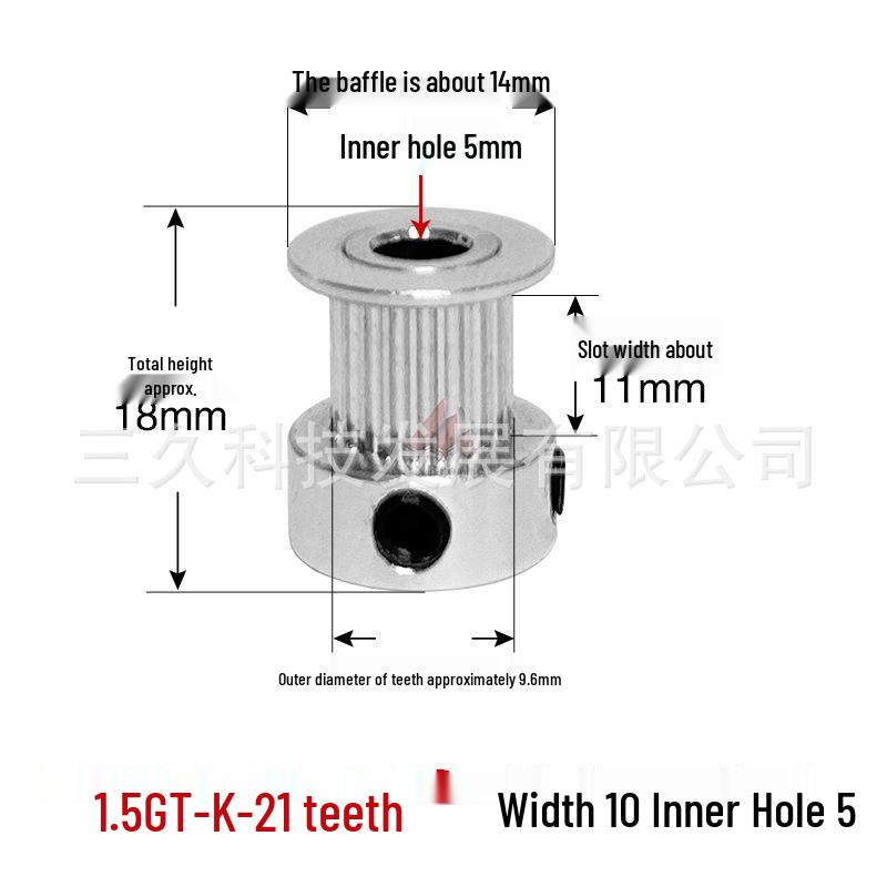 

1.5GT 26-Tooth Timing Belt Pulley, K-Groove, 10mm Width, 5mm Bore, Synchronous Tooth Profile.