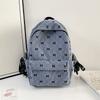 Schoolbag School Bag Female Junior High School College Student Corduroy Backpack Girl Solid Color Printed Velvet Backpack Storage