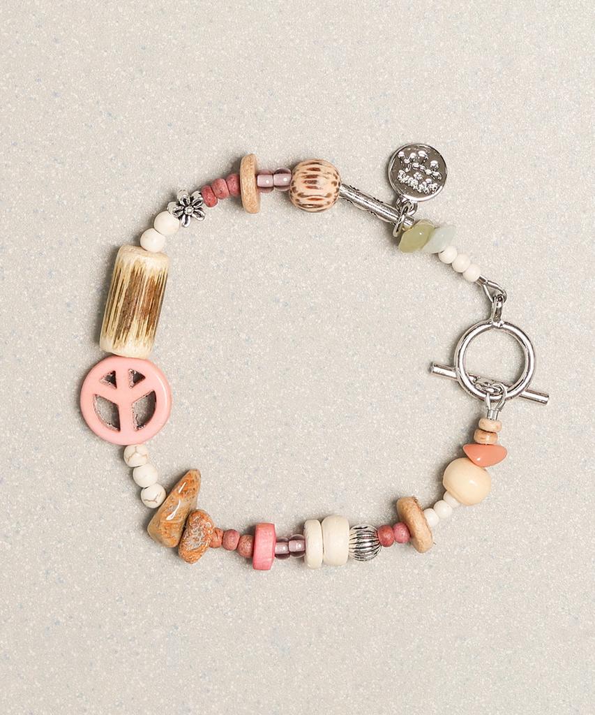 Towtow Archive Peace Mark Symbol Bracelet Taffy Pink