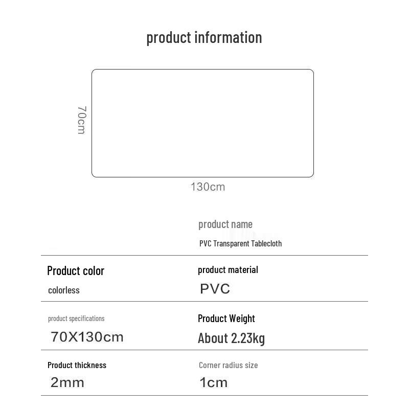 JINGRUIXIANG PVC Transparent Table Protector Mat