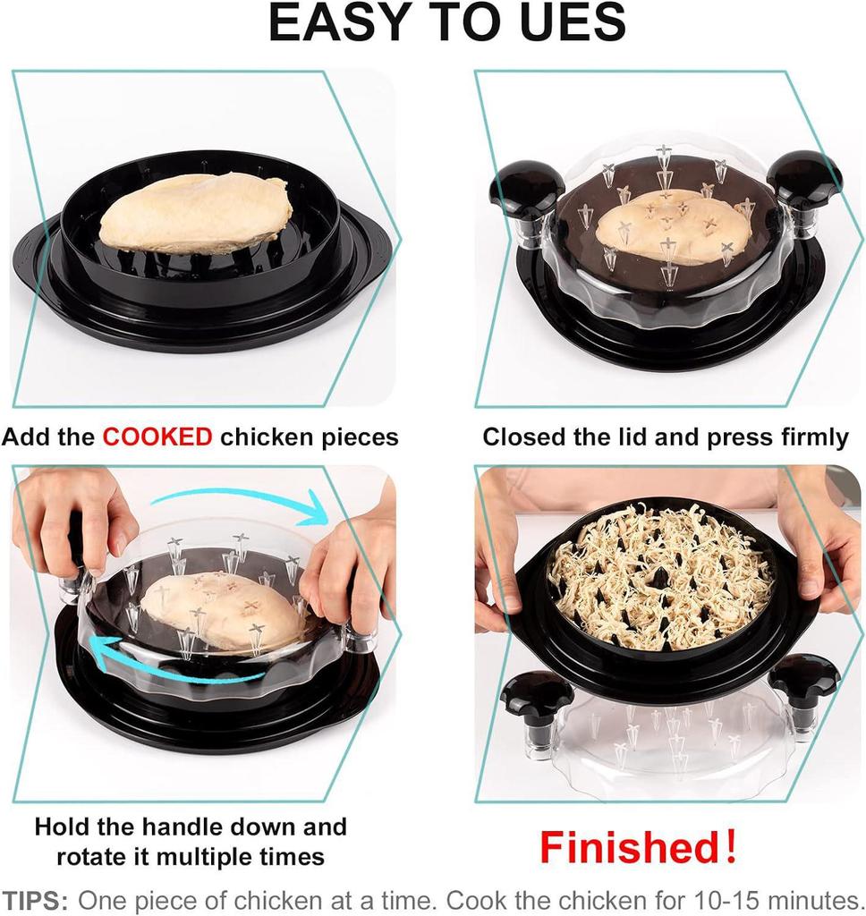 Tritacarne Petto di Pollo FF: Tritacarne e Strumento per Pappe con Coperchio Trasparente