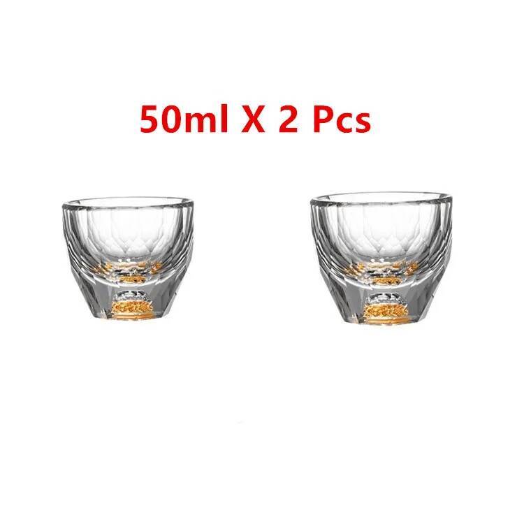2 Pcs Crystal Shot Glasses Diamond Cutting 24K Gold Foil Small Wine Cup Luxury Spirits Liquor Glass Vodka Cup Baijiu Soju Cup