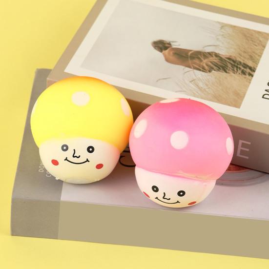 Squeeze Toy Mushroom Shape Slow Bright Color Stress Rebound Decompression Toy Relief Ball Desktop Ornament