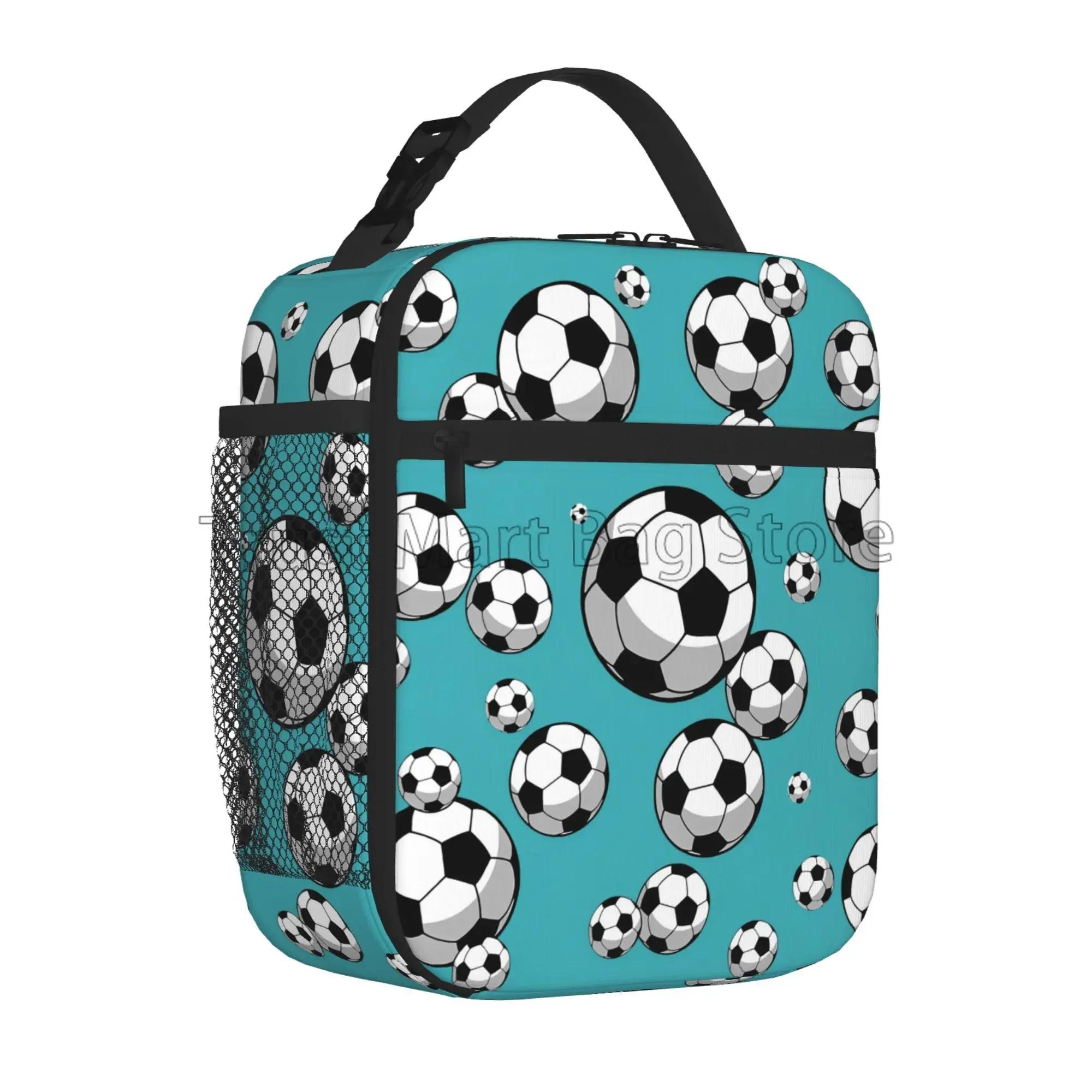 

Футбольные термосумки для ланча, сумки-холодильники, сумки-органайзеры, многоразовые ланч-боксы для женщин, девушек, мальчиков, для школы, работы, пикника, кемпинга, путешествий 26x21x11CM слоновая кость