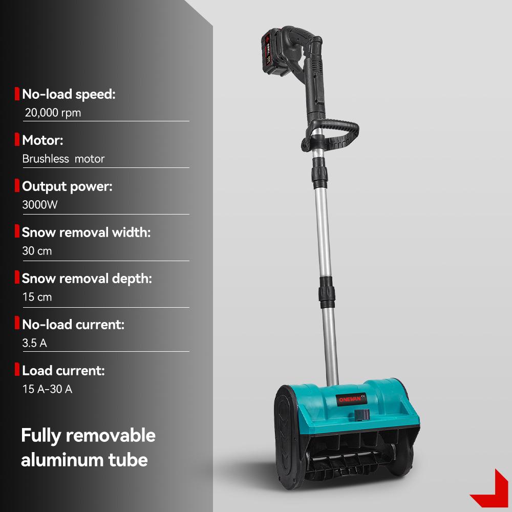 Balayeuse à neige électrique sans balais 3000W 300mm sans fil Chasse-neige Pelle Nettoyage de rue Jardin Outil électrique Pour batterie Makita 18V Broche