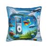 Frutiger Aero Aesthetic Square Pillow Case Tech Great Wave of Kanagawa Fishes Cushion Cover Customized Pillowcover Home 40*40cm