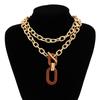 Exaggerated CCB Big Choker Necklace for Women Girl Hiphop Chunky Chain OT Buckle Necklace on the Neck Party Jewelry Gift