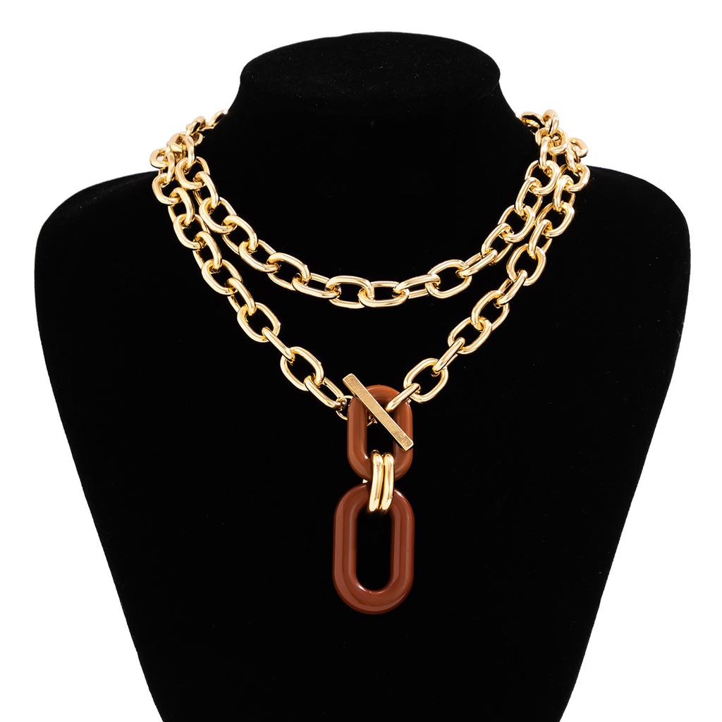 Exaggerated CCB Big Choker Necklace for Women Girl Hiphop Chunky Chain OT Buckle Necklace on the Neck Party Jewelry Gift