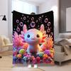 Couverture Doudou Axolotl à Bulles Mignon, Couverture Animale Adorable pour Canapé Lit Voyage Camping Décor