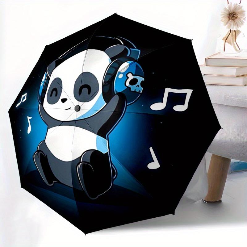 1 Stück Panda Beats Auto Auf/Zu, Ganzjahres-Tragbarer Faltregenschirm für Damen & Herren, Reisen, Alltag, Formelle Anlässe - Kompakter Luxus-Sonnenschirm, Outdoor
