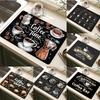 Classic Coffee Design Dish Drying Mat Soft Rubber Non-Slip Absorbent Stain-Resistant for Kitchen & Coffee Bar Countertops
