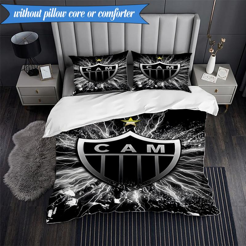 3PCS Clube Atlético Mineiro With Shield Soft Bedding Set,Including 1pc Duvet Cover And 2pcs Pillowcases Perfect for Bedroom, Dormitory, Fan gift