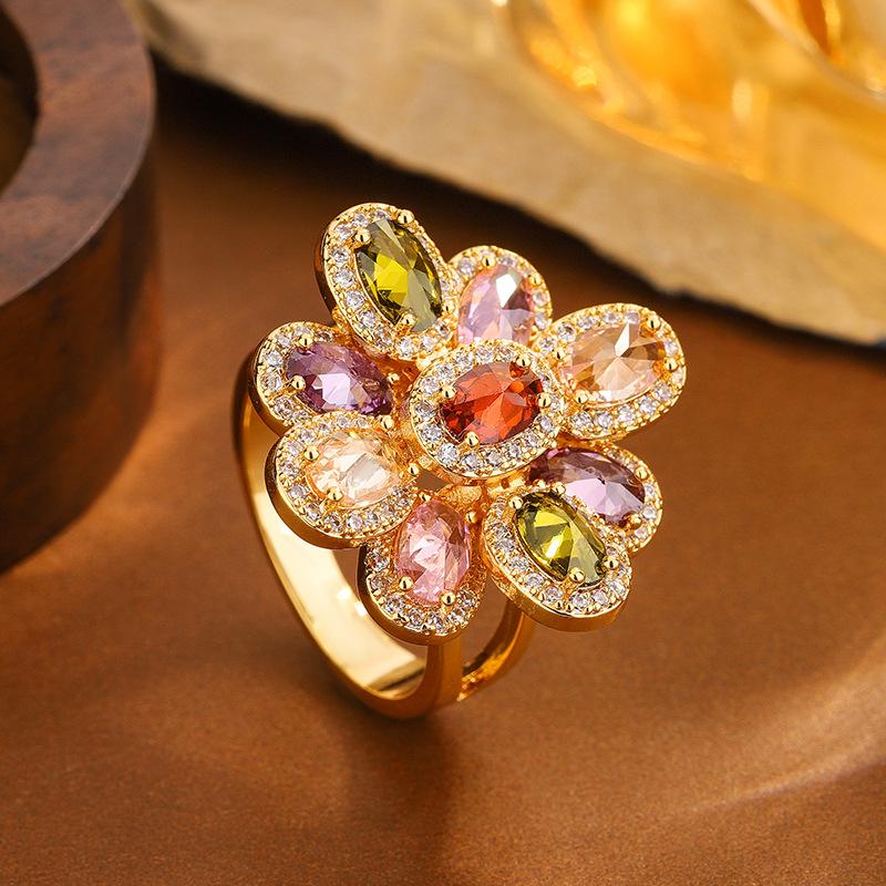 

Модное красочное кольцо-вставка для женщин, эффектное модное украшение, регулируемый роскошный стиль FY-113-1