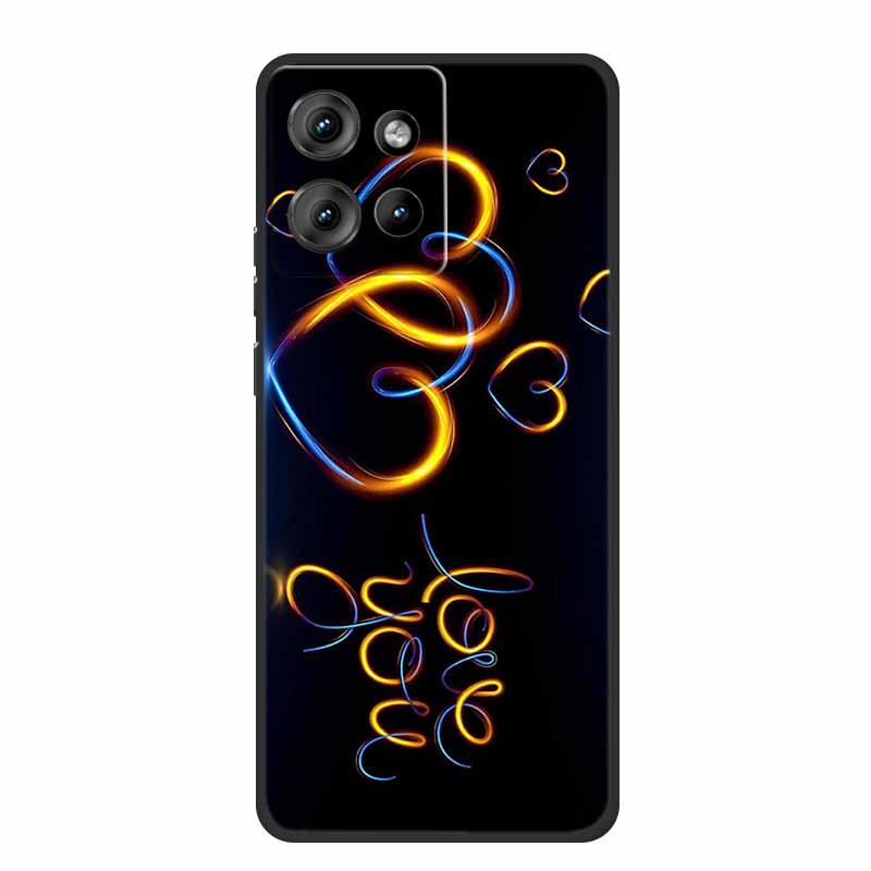 For Motorola Moto G 2025 Case Fashion Flower Black Silicone Soft TPU Back Cover Case For Motorola G75 S50 Edge 50 Neo Phone Case