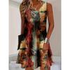 Plus Size Women's Dress Fashion 3D Plaid Print Sleeveless Elastic Round Neck Summer Dresses