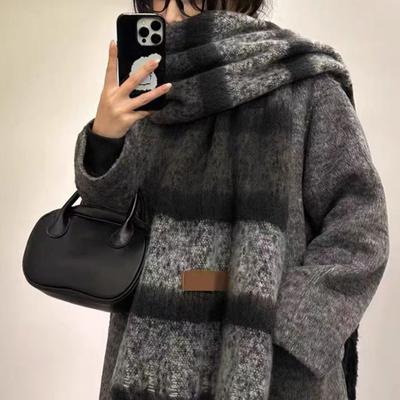 Damen Mohair Winterschal Kaschmirgefühl Quastenschal Bunt Gestreifter Langer Schal Winter Schals Stolen für Kaltes Wetter