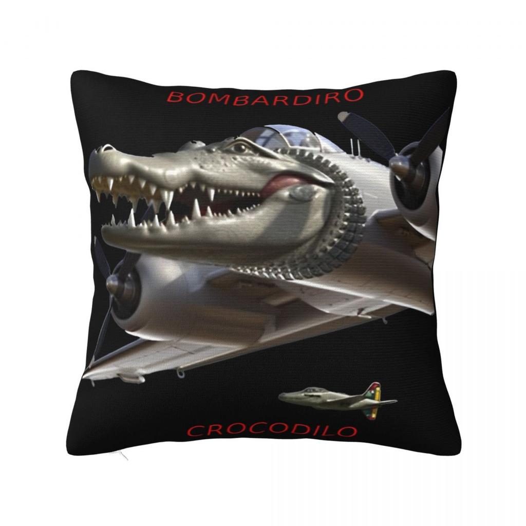 Meme Brainrot Bombardino Crocodilo Poszewka na poduszkę Pokrowiec na poduszkę Kreatywny Zamek Błyskawiczny Poszewka na poduszkę do rzucania Pokrowiec na siedzisko 45x45cm