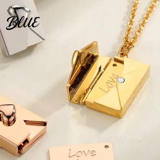 Love Letter Necklace Envelope Locket Pendant You Hidden Engraved Jewelry