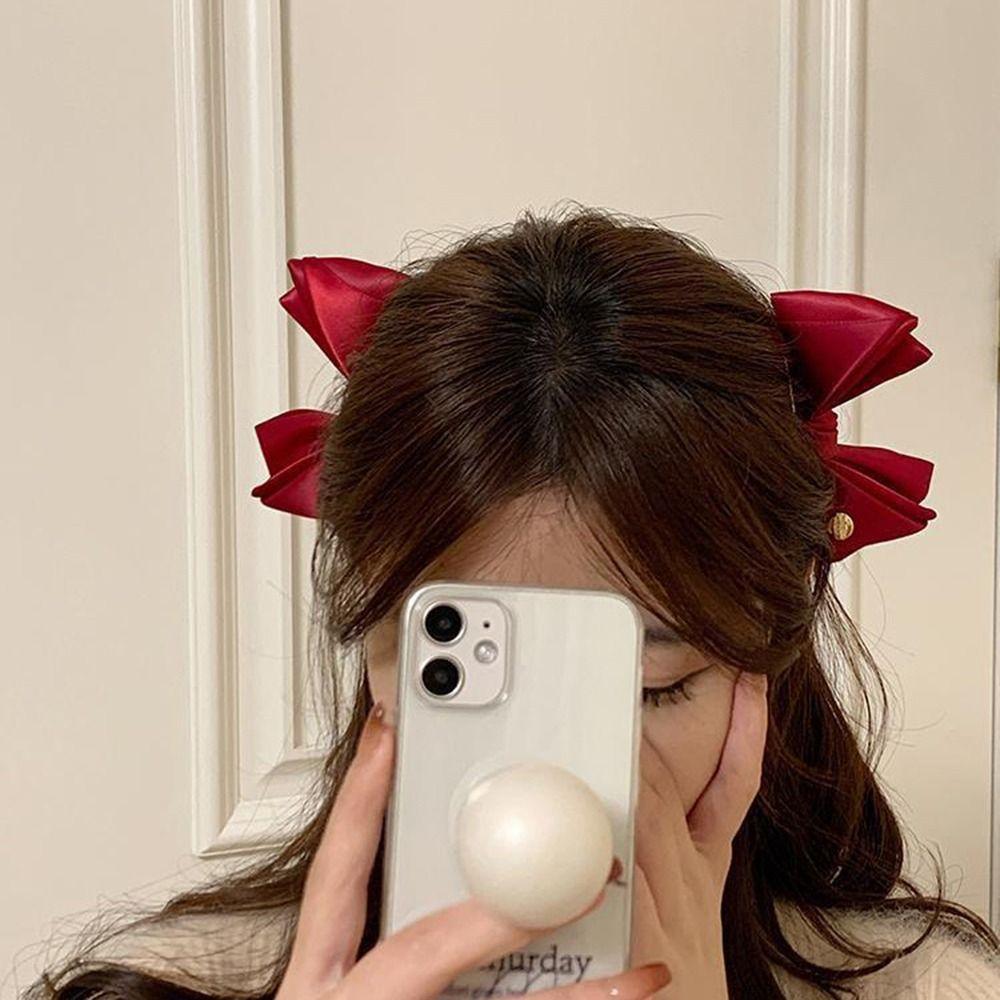 Headdress Bangs Clip Satin Hair Accessories Female Barrettes Bowknot Hair Clip Korean Style Hairpin