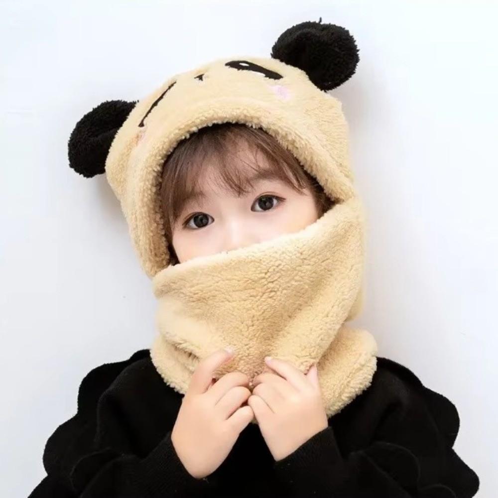 Panda Children Beanie Caps Cartoon Warm Bonnet Scarf Fashion Kids Plush Hat Outdoor