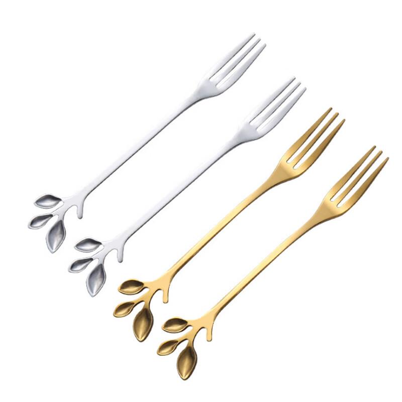 Leaf Design Reusable Fruit Forks Set