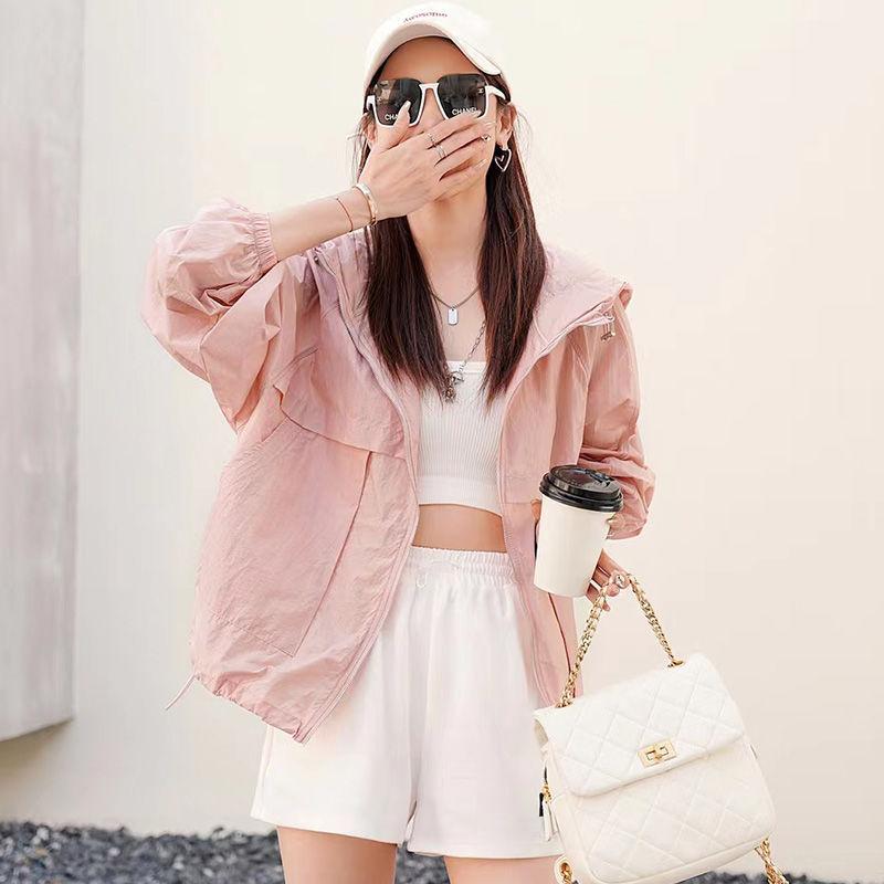 Women's Summer Portable Quick-Dry Sun Protection Jacket: Breathable, Lightweight, Hooded, Loose-Fit, Minimalist Jacket