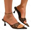 Fashion 2025 Summer New High Thin Heels Pointed Open Toes Slippers Women's Outerdoor Elegant Fashion Comfortable Leopard Design Sandals