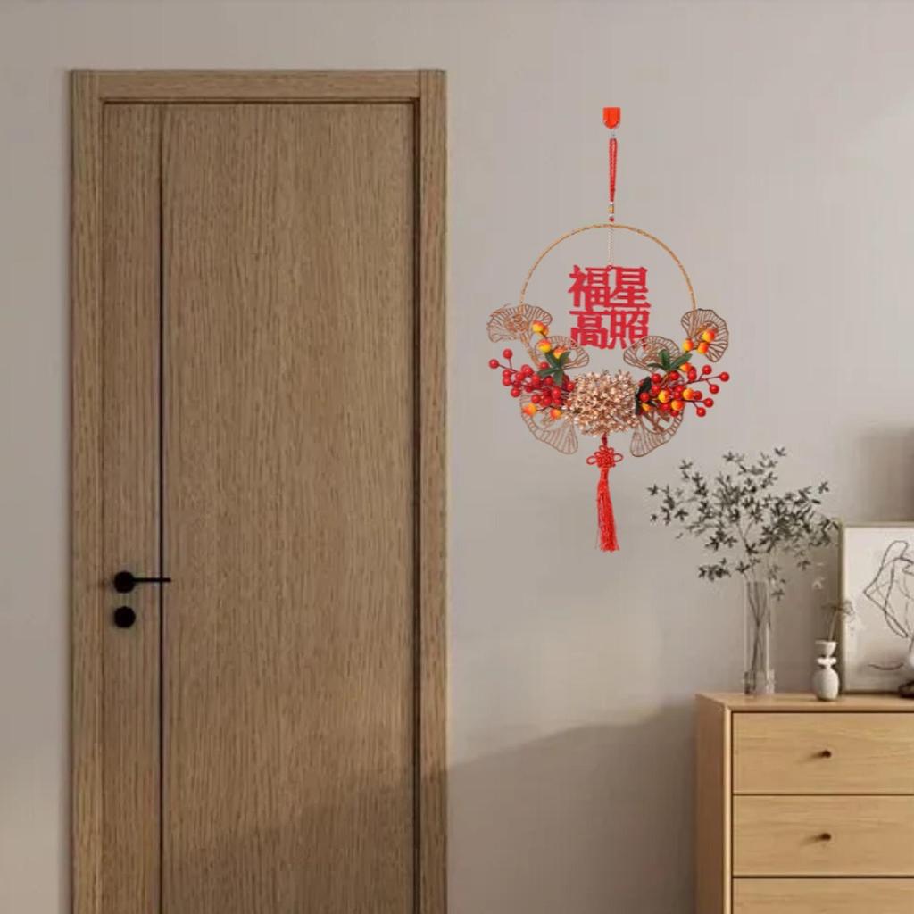 Chinese New Year Ornament Making Kit DIY Celebration Luminous with Tassel Flower Wreath Hanging Decoration for Wall Indoor Door