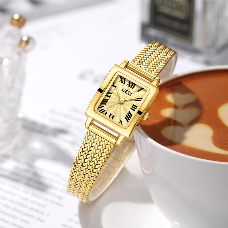 High-Value Wheat Ear Small Gold Watch Women'S Small And Exquisite Small Square Watch Niche High-End Women'S Quartz Watch