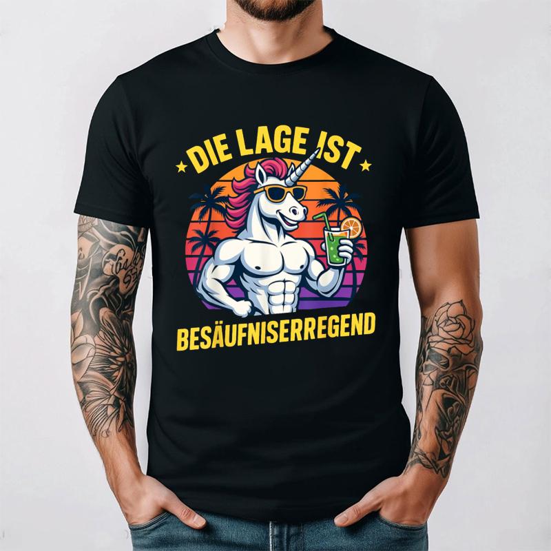 Poloha Je Vzbuzující K Pijáctví Karnevalový Kocovina Tričko Černá Bavlna Vtipný Německý Text Letní Párty Grafické Tričko Unisex Vintage