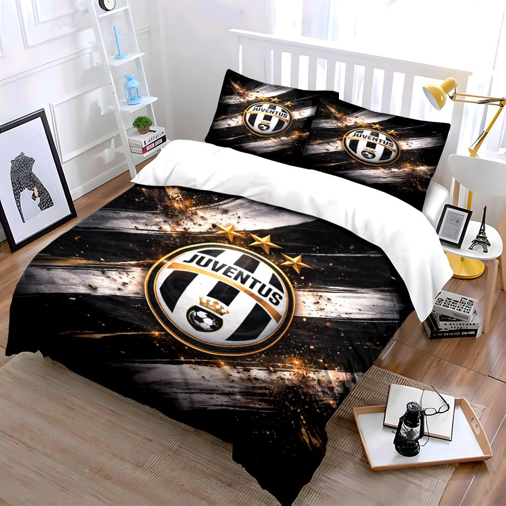 Zwart en Goud Juventus Beddengoed Beddengoed Dekbedovertrek Set Dekbedovertrek Kussenslopen Woondecoratie (1 * Dekbedovertrek 2 * Kussenslopen, zonder dekbedvulling)