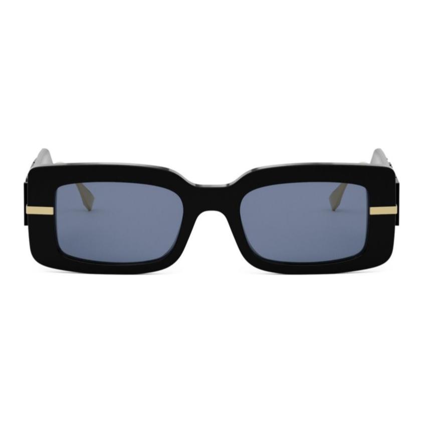 Fendi Logo Rectangular Sunglasses Women Sunglasses Black FE40133I