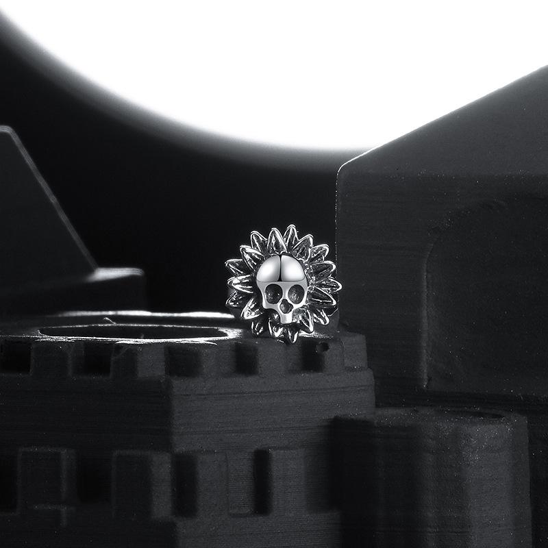 Unique Flower Skull Screw Screw Ball Cochleanew Hipster Men Do Old Sunflower Skull Stud Earrings