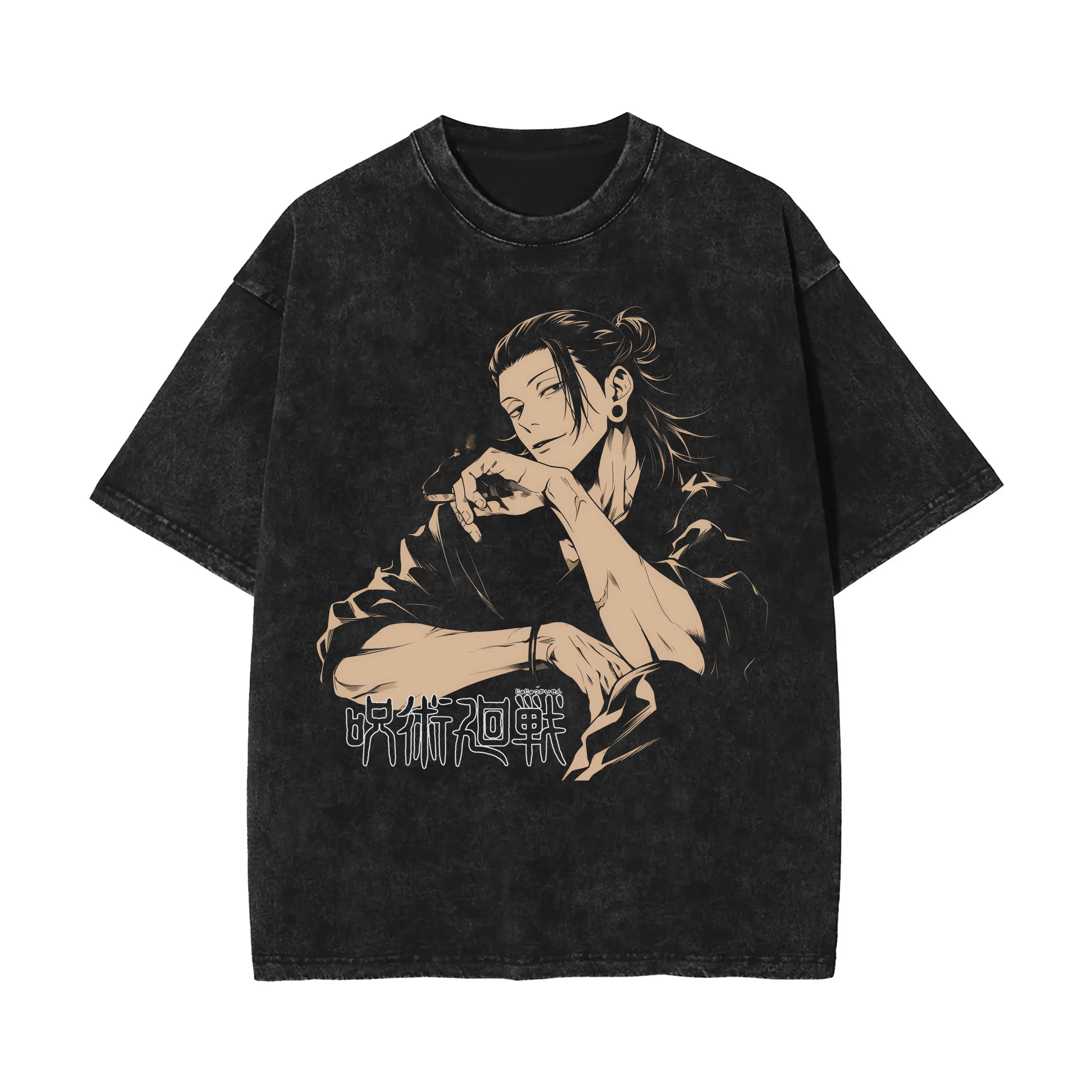 

Suguru Geto Shirt Jujutsu Kaisen Vintage Washed Anime Tshirt Retro Harajuku Graphic T Streetwear Cotton Men Clothing S